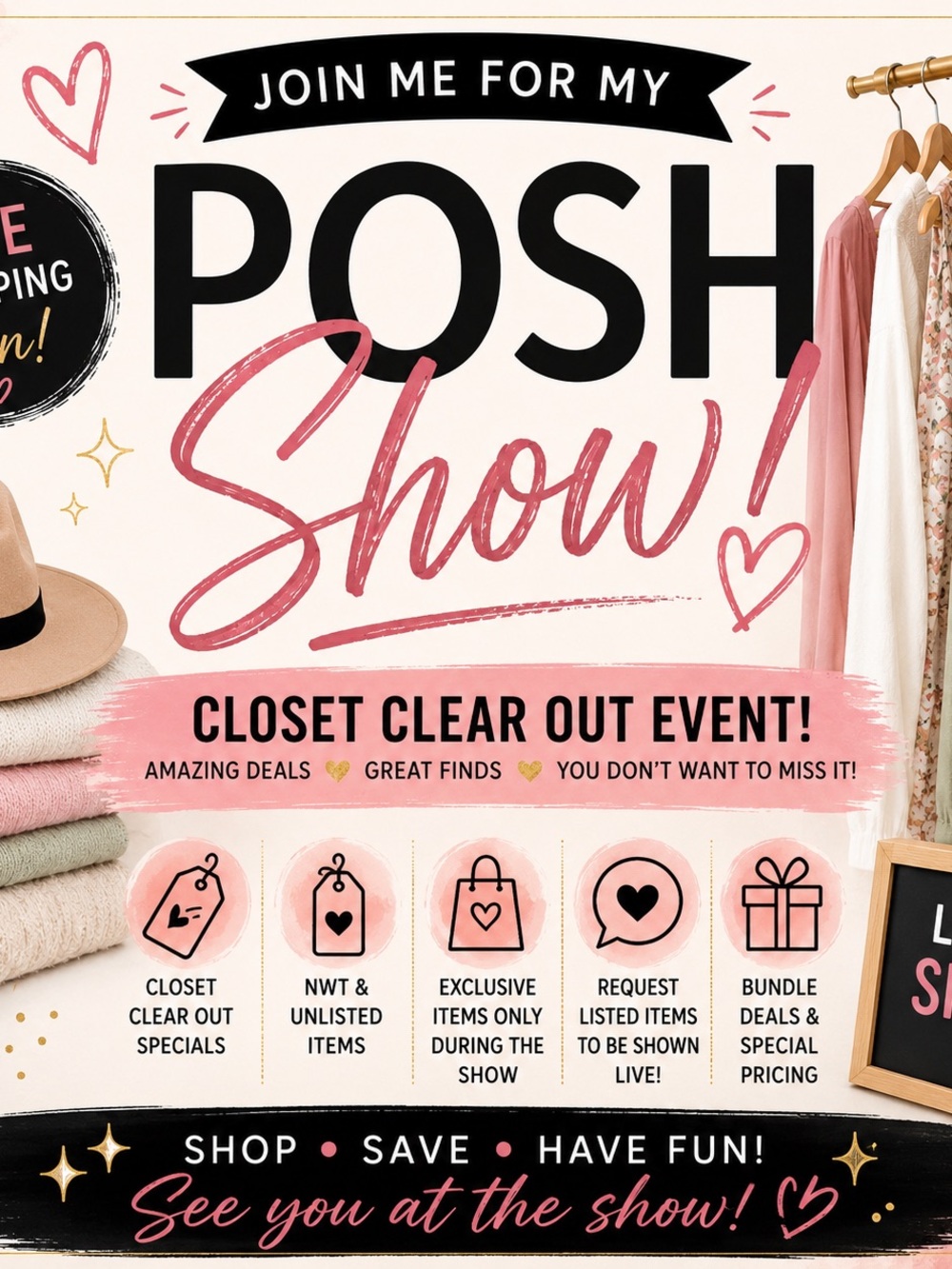 🎉💕 CLOSET CLEAR OUT + LIVE SHOW TODAY! 💕🎉